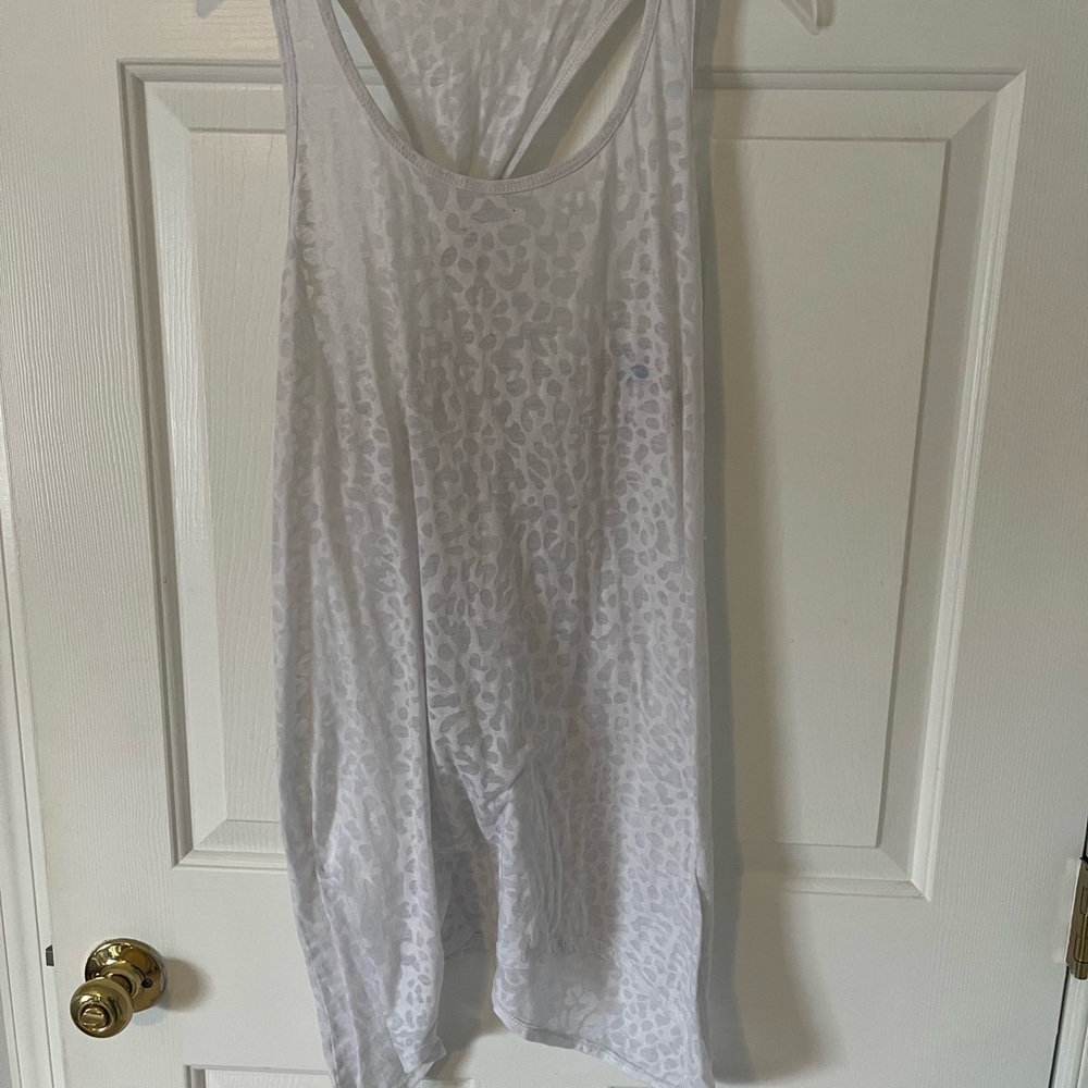 White Leopard Print Tank Top